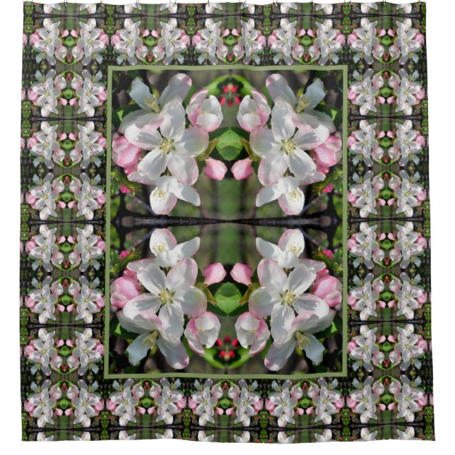 Pretty Apple Spring Flower Blossoms Nature Art   Shower Curtain (Front)