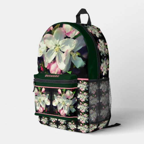 Pretty Apple Spring Flower Blossoms Personalized Printed Backpack