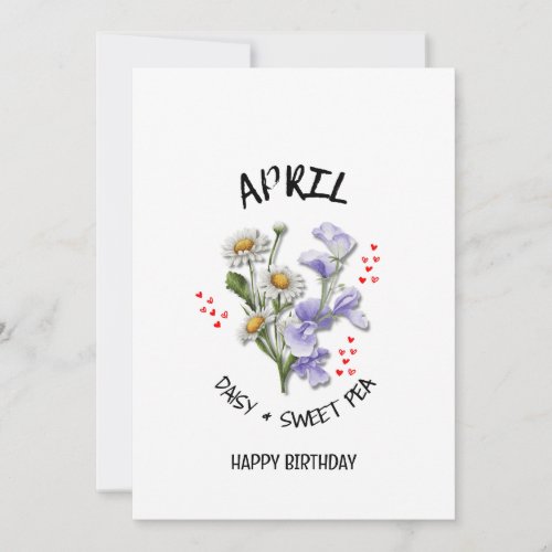 Pretty APRIL Birth Month Flower Birthday Card