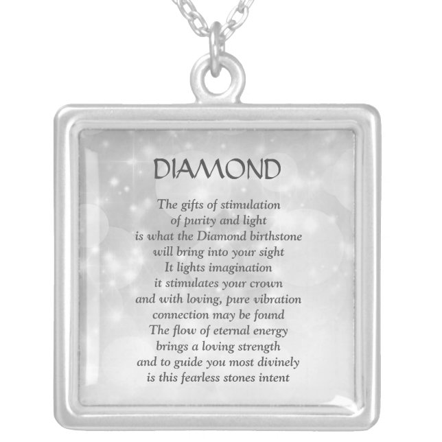 Pretty April Birthstone Diamond Poem Necklace (Front)