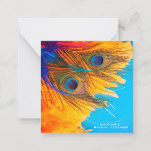 Pretty Aqua Blue Elegant Peacock Feather Note Card