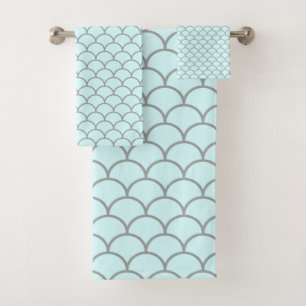 PRETTY AQUA BLUE MERMAID BATHROOM TOWEL SET