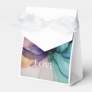Pretty Aqua Blue Purple Gold Floral Love Favor Boxes