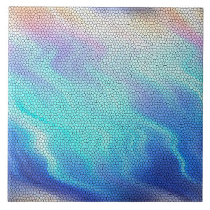 Pretty Aqua Blue Purple Pastel Mosaic Tiles