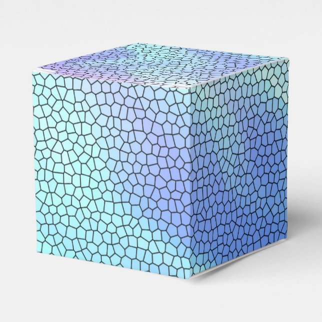 Pretty Aqua Blue Purple Pastel Mosaic Tiles Favor Boxes (Front Side)