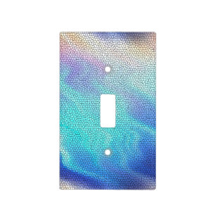 Pretty Aqua Blue Purple Pastel Mosaic Tiles Light Switch Cover