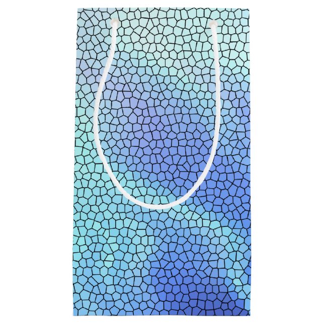 Pretty Aqua Blue Purple Pastel Mosaic Tiles Small Gift Bag (Front)
