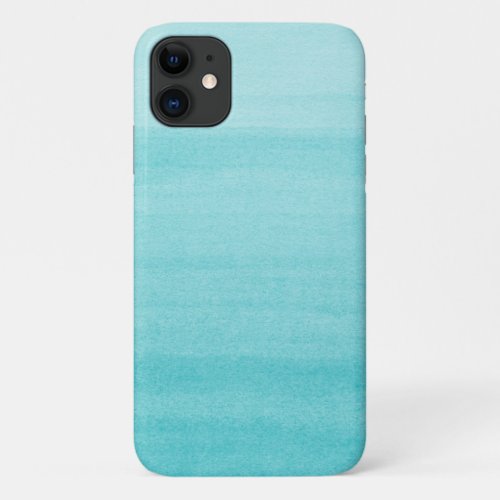 Pretty Aqua Blue Watercolor Ombre Pattern iPhone 11 Case