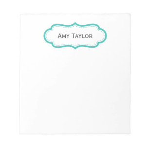 Pretty Aqua Green Personalized Name Notepad