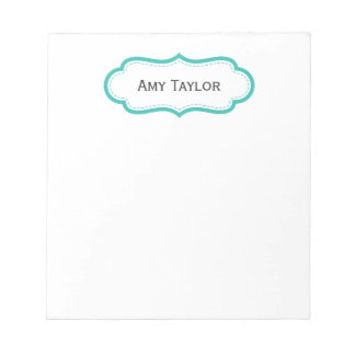 Pretty Aqua Green Personalized Name Notepad