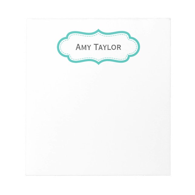 Pretty Aqua Green Personalized Name Notepad (Front)