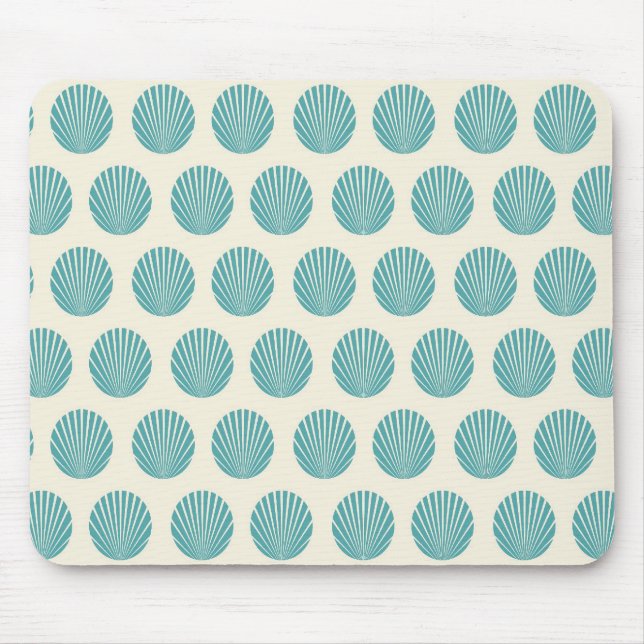 Pretty Aqua Teal Blue Shell Beach Pattern Gifts Mouse Pad (Front)