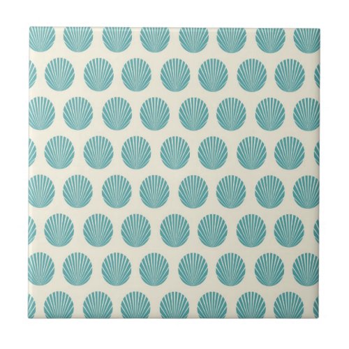 Pretty Aqua Teal Blue Shell Beach Pattern Gifts Tile