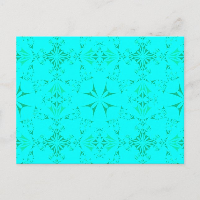Pretty Aqua Turquoise Bohemian Tribal Pattern Postcard (Front)