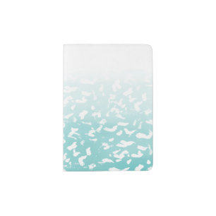 Pretty Aqua White Ombre Animal Print Passport Holder