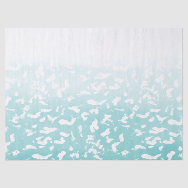 Pretty Aqua White Ombre Animal Print Tissue Paper (Front)