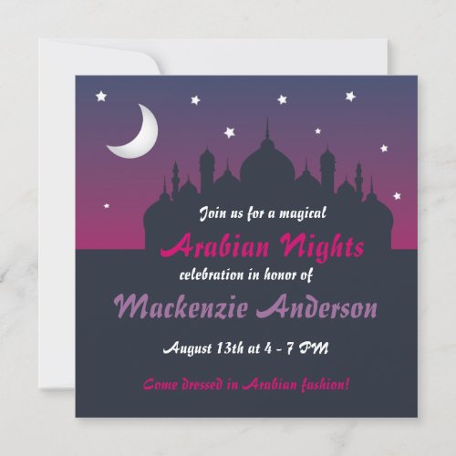 Pretty Arabian Nights Party Invitation