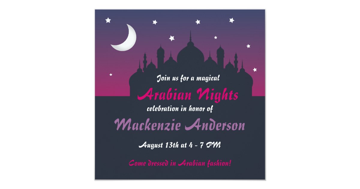 Pretty Arabian Nights Party Invitation