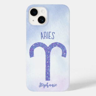 Pretty Aries Astrology Sign Personalized Purple Case-Mate iPhone 14 Case