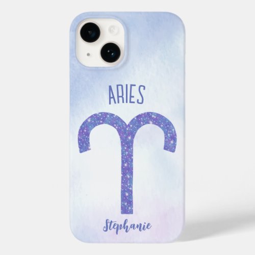 Pretty Aries Astrology Sign Personalized Purple Case_Mate iPhone 14 Case