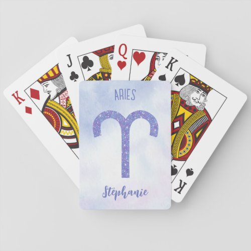 Pretty Aries Astrology Sign Personalized Purple Poker Cards