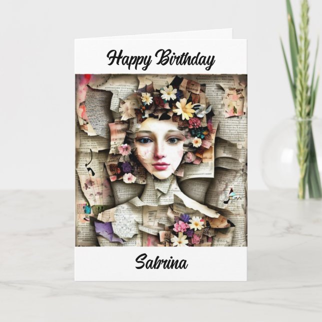 Pretty Art Collage Personalized Birthday Card (Front)