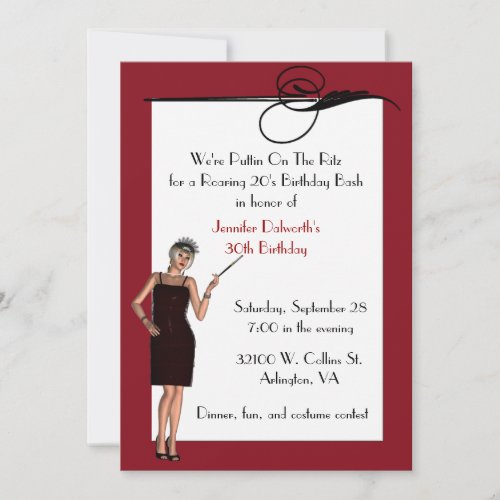 Pretty Art Deco Birthday Party Invitation