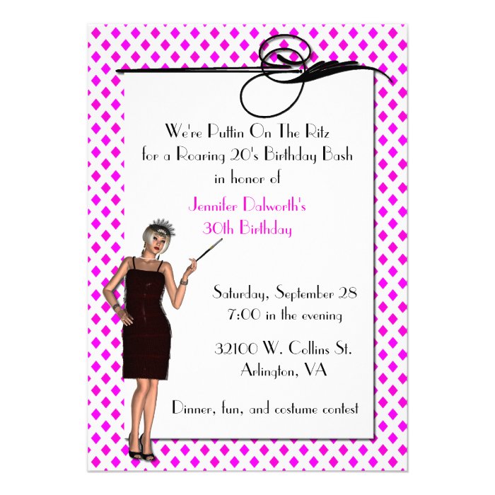 Pretty Art Deco Birthday Party Invitation