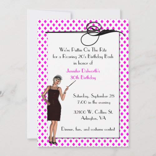 Pretty Art Deco Birthday Party Invitation