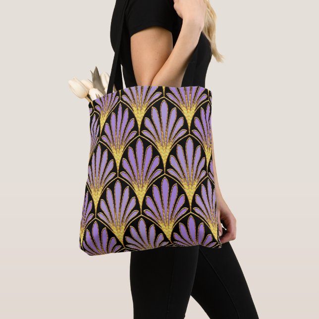 Pretty Art Deco Floral Tote Bag (Close Up)