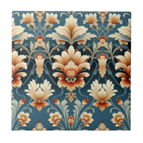 Pretty Art Nouveau Floral Ceramic Tile