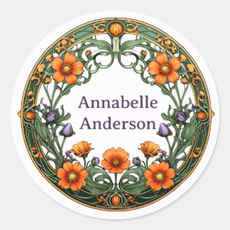 Pretty Art Nouveau Floral Sticker