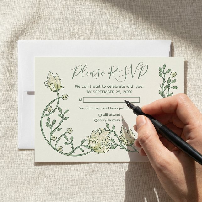 Pretty art nouveau flowers rsvp card (Pretty art nouveau flowers rsvp card.)