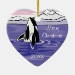 pretty artic orca scene ceramic ornament