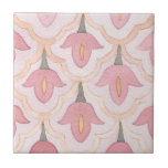 Pretty artistic flower painted pattern retro pink ceramic tile