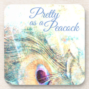 Pretty as a peacock pastel peacock feather coaster