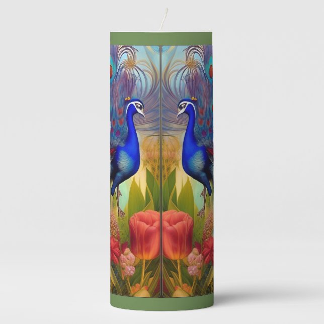 Pretty as A Peacock  Pillar Candle (Front)