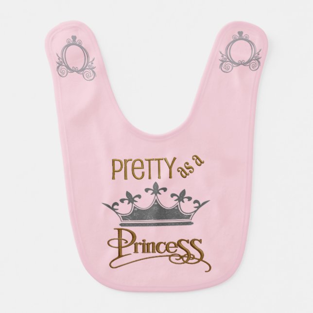 Pretty As A Princess Pattern Baby Bib (Front)