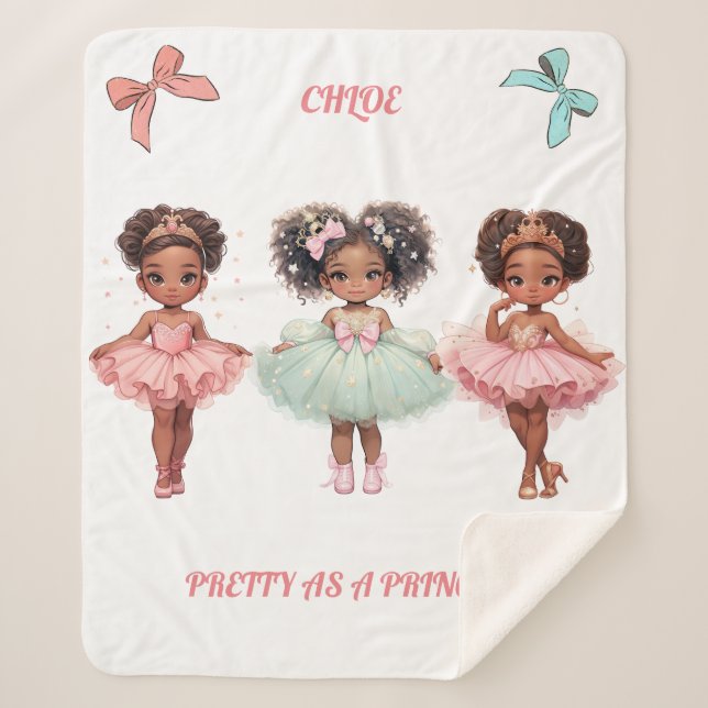 "PRETTY AS A PRINCESS" PERSONALIZED SHERPA BLANKET (Front)
