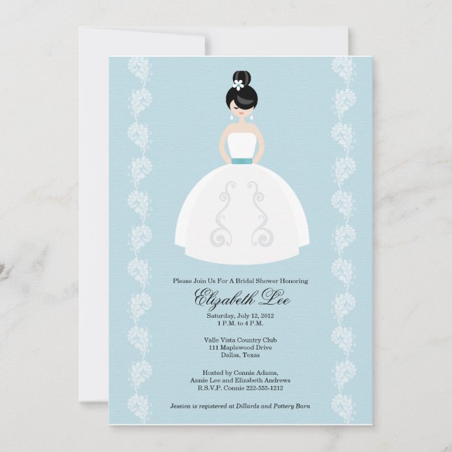 Pretty Asian Bride Bridal Shower Invitations (Front)