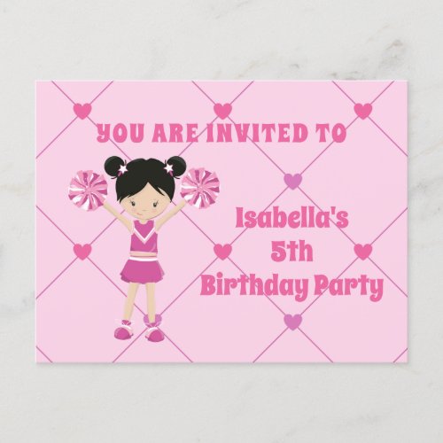 Pretty Asian Cheerleader Custom Birthday Party Postcard