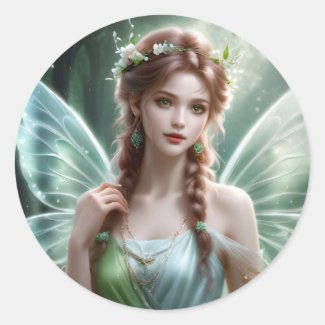 Pretty Auburn Haired Spring Fairy Fantasy Dreamy Stickers