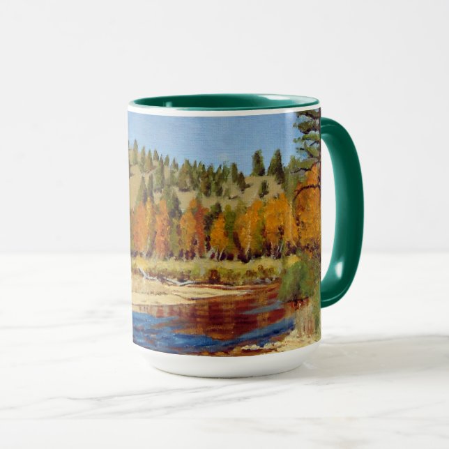Pretty Autumn Colorado Mountain Stream Mug (Front Right)