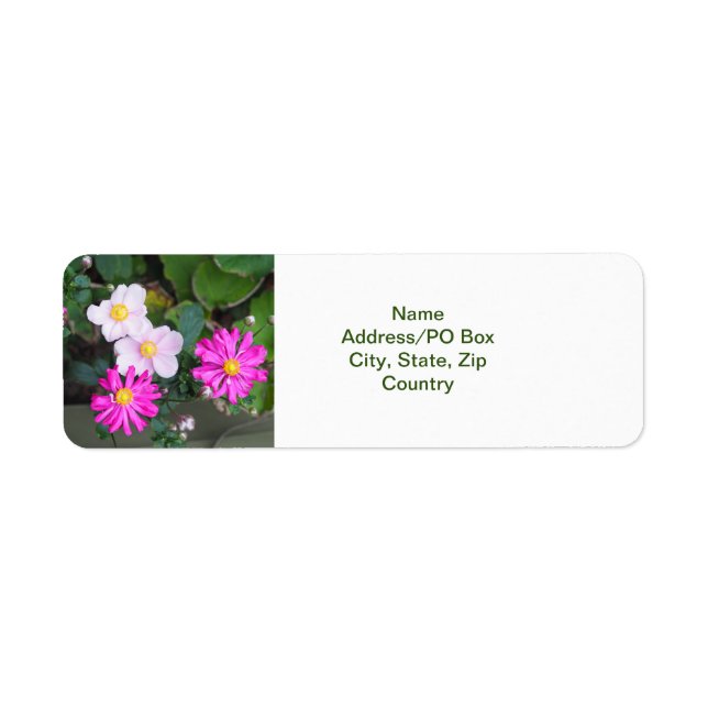 Pretty Autumn Fall Flowers Pink Anemones  Label (Front)