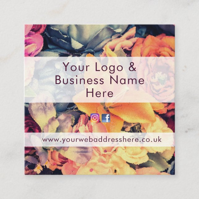 Pretty autumn flowers rustic colors square business card (Front)