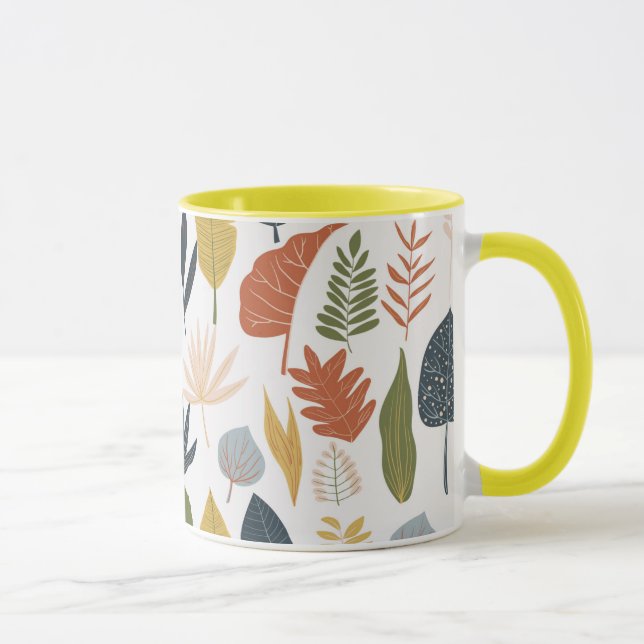 Pretty autumn leaf Colorful pattern Orange yellow Mug (Right)