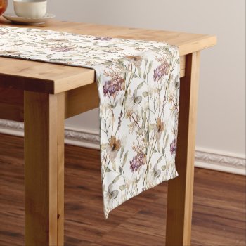 Pretty Autumn Plum Wildflowers Pattern  Short Table Runner by Orabella at Zazzle