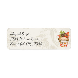 Pretty Autumn Pumpkin and Acorns Cupcake Address Label