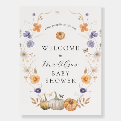 Pretty Autumn Pumpkin Baby Shower Welcome Sign