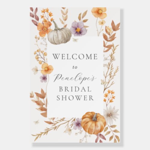 Pretty Autumn Pumpkin Bridal Shower Welcome Sign